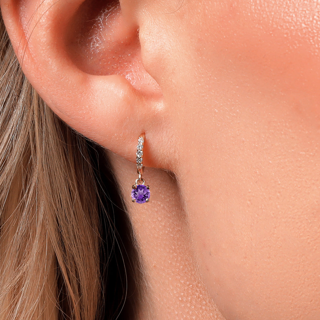 Amethyst - February_Earrings in 10K Yellow Gold