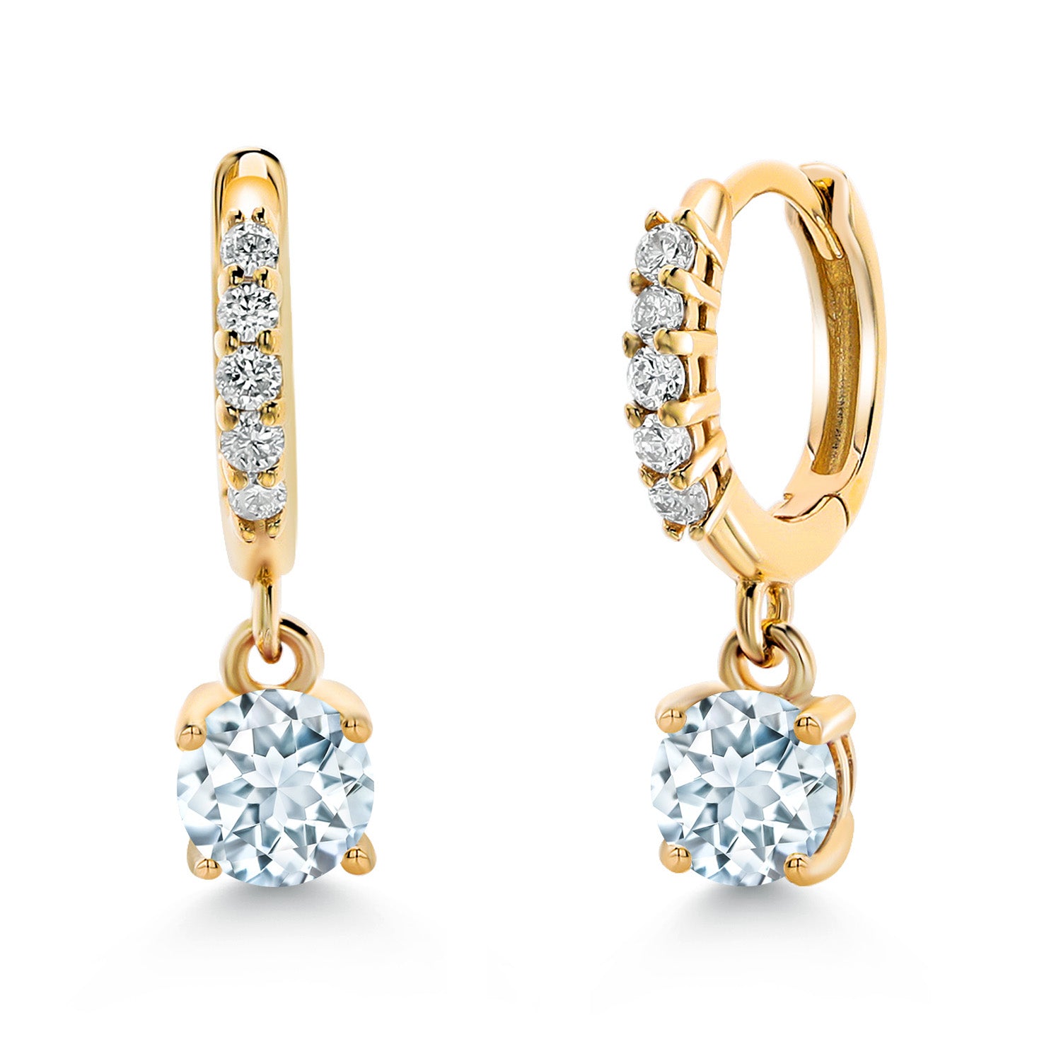 Aquamarine - March_Earrings in 10K Yellow Gold