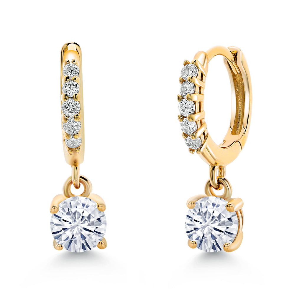 White Moissanite - April_Earrings in 10K Yellow Gold