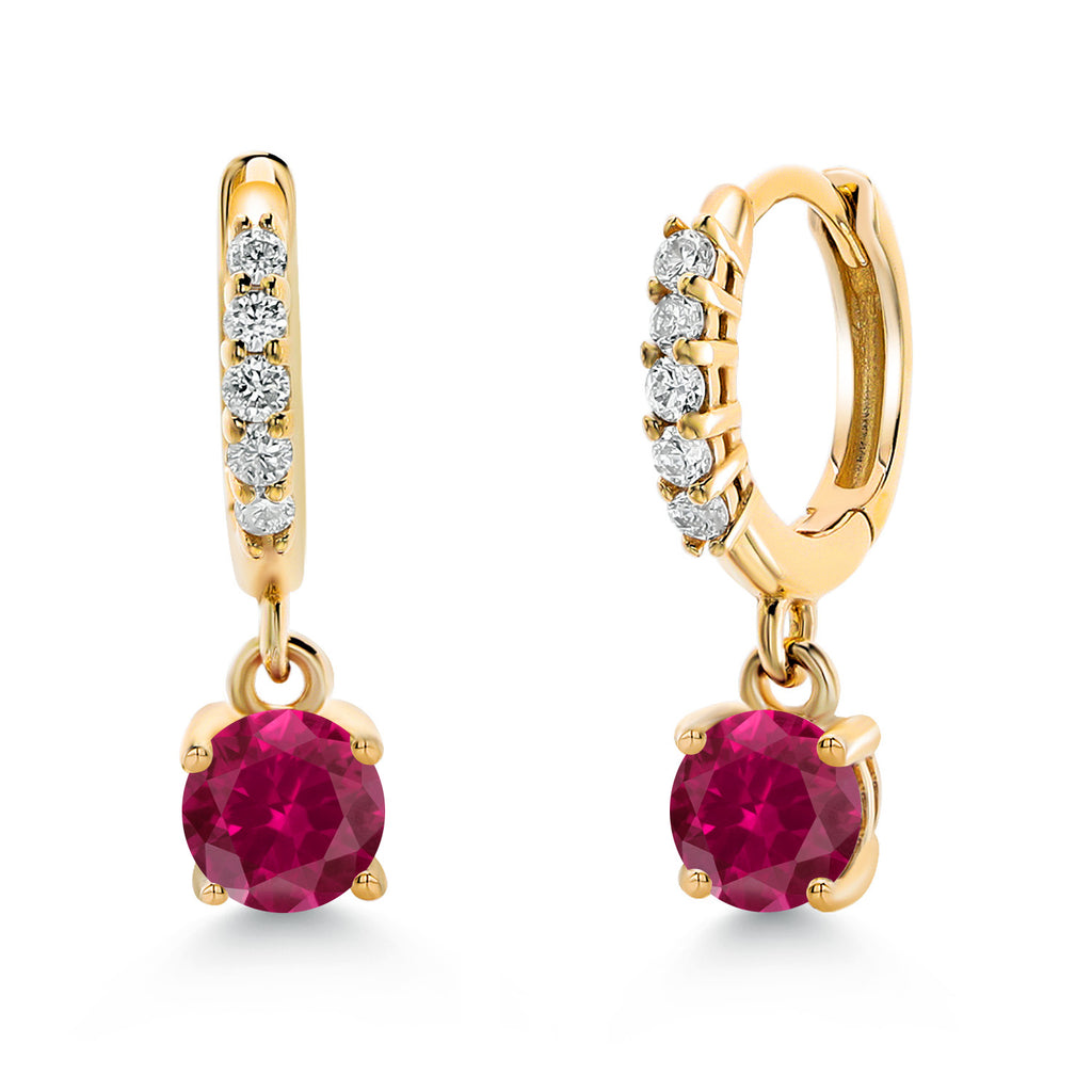 Created Ruby - July_Earrings in 10K Yellow Gold