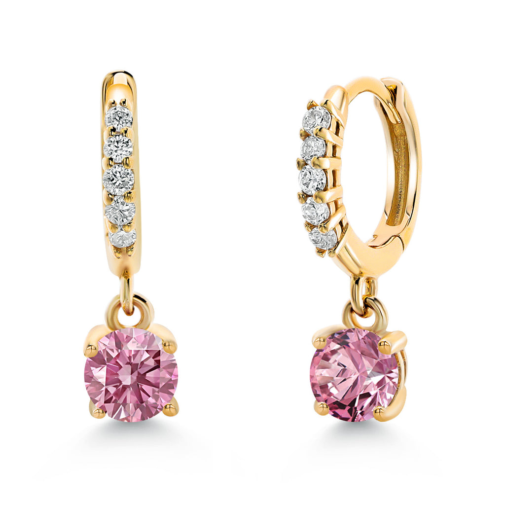 Pink Lab Grown Diamond_Earrings in 10K Yellow Gold
