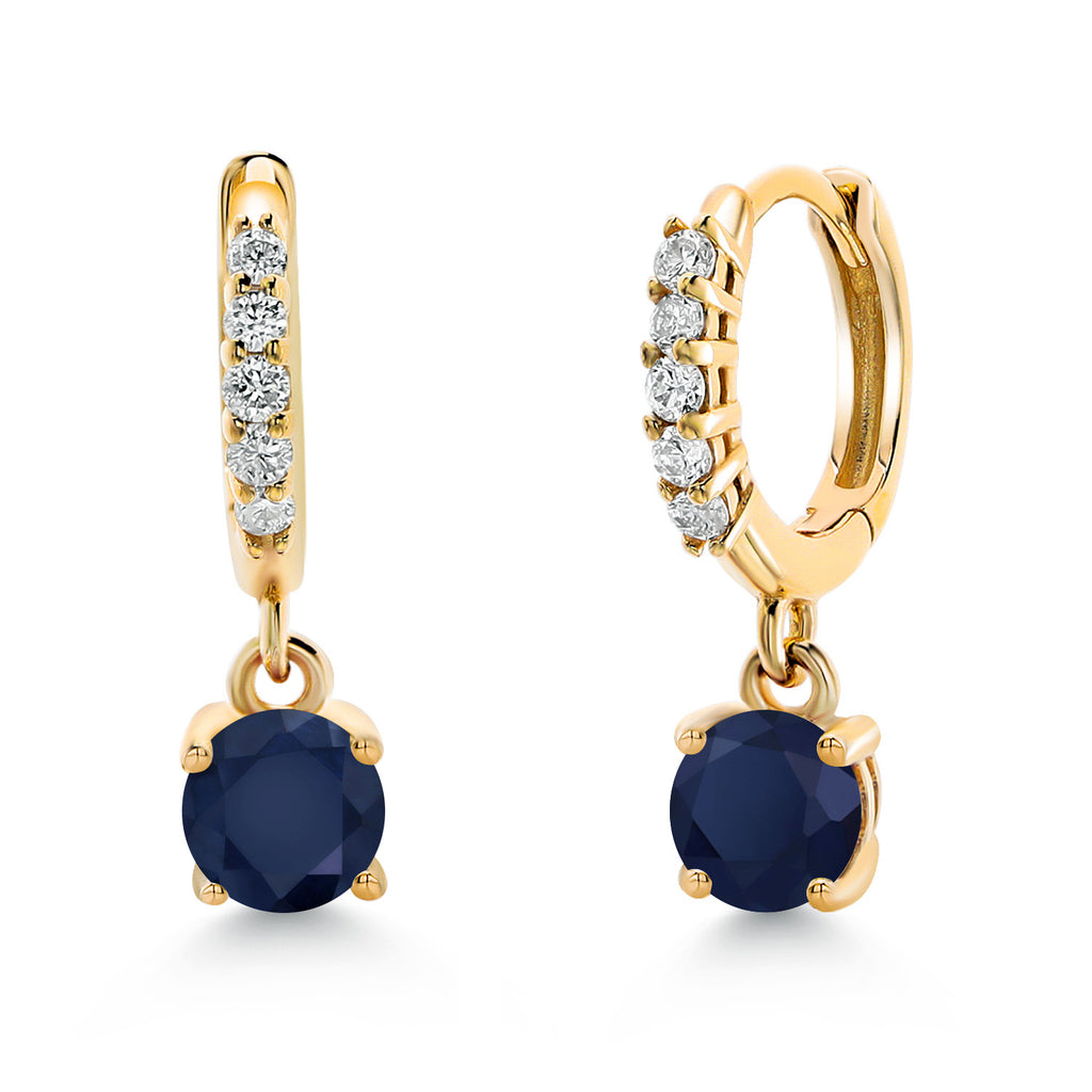 Blue Sapphire - September_Earrings in 10K Yellow Gold