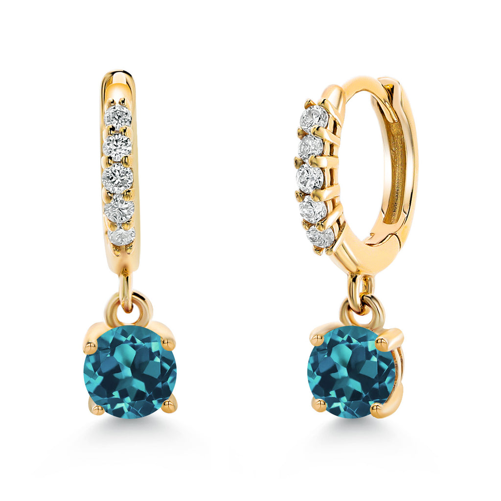 London Blue Topaz - November_Earrings in 10K Yellow Gold
