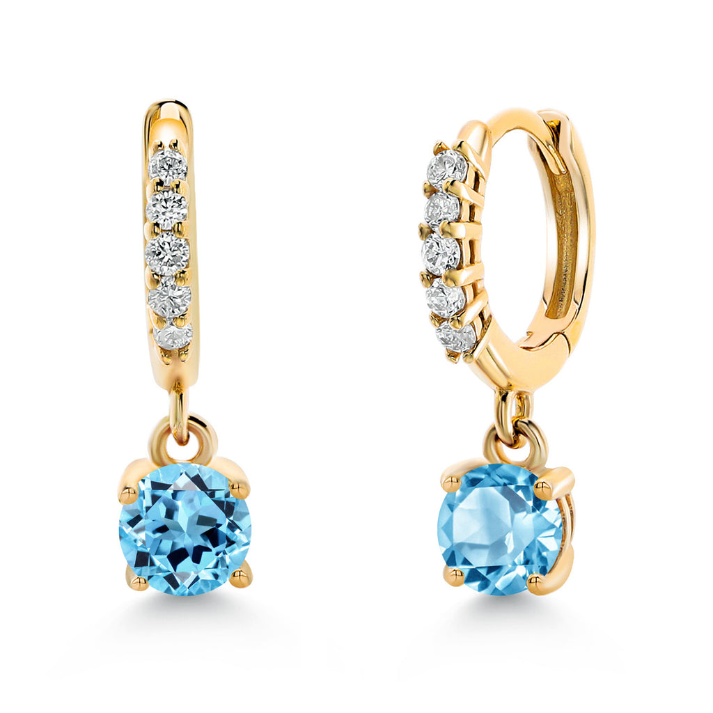 Swiss Blue Topaz - November_Earrings in 10K Yellow Gold