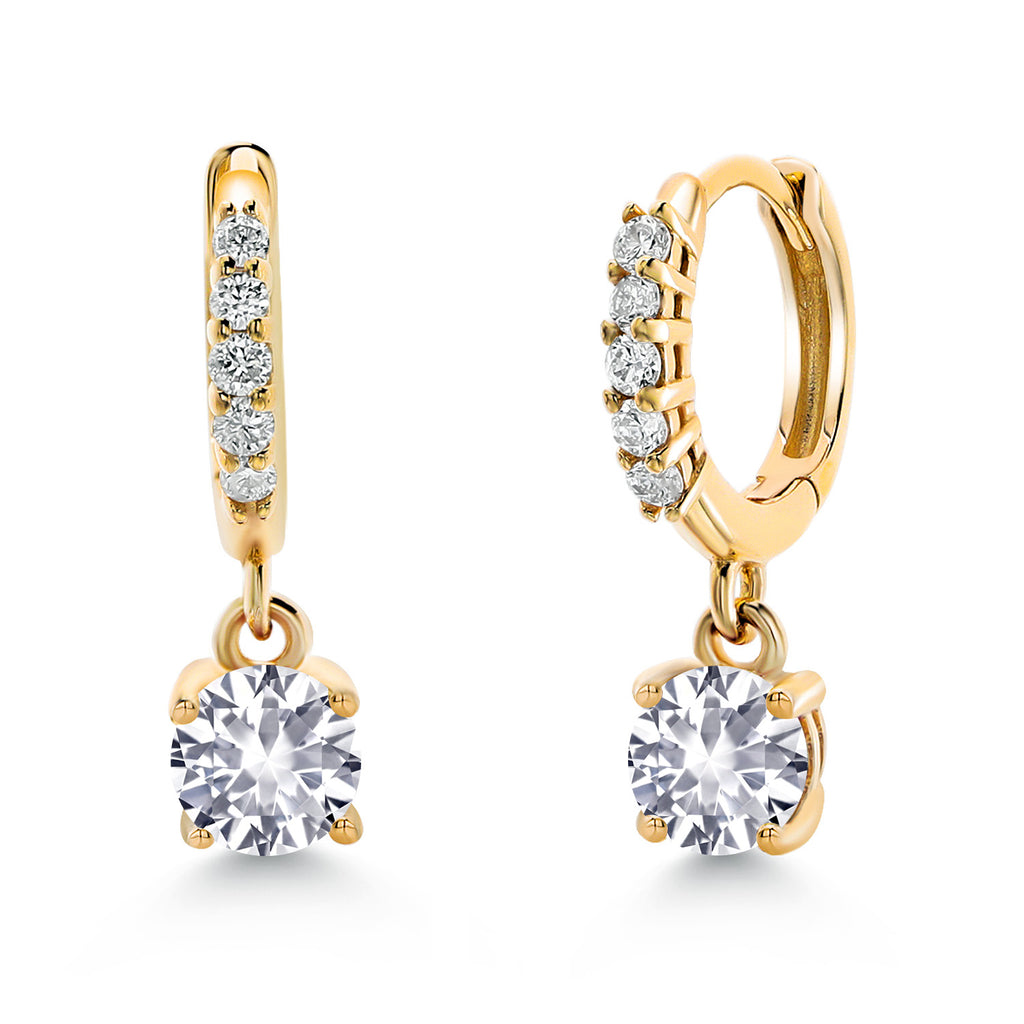 White Created Sapphire - September_Earrings in 10K Yellow Gold