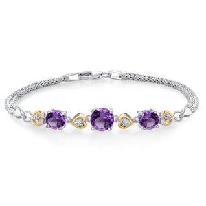Amethyst - February_Bracelet in 925 Sterling Silver and 10K Yellow Gold