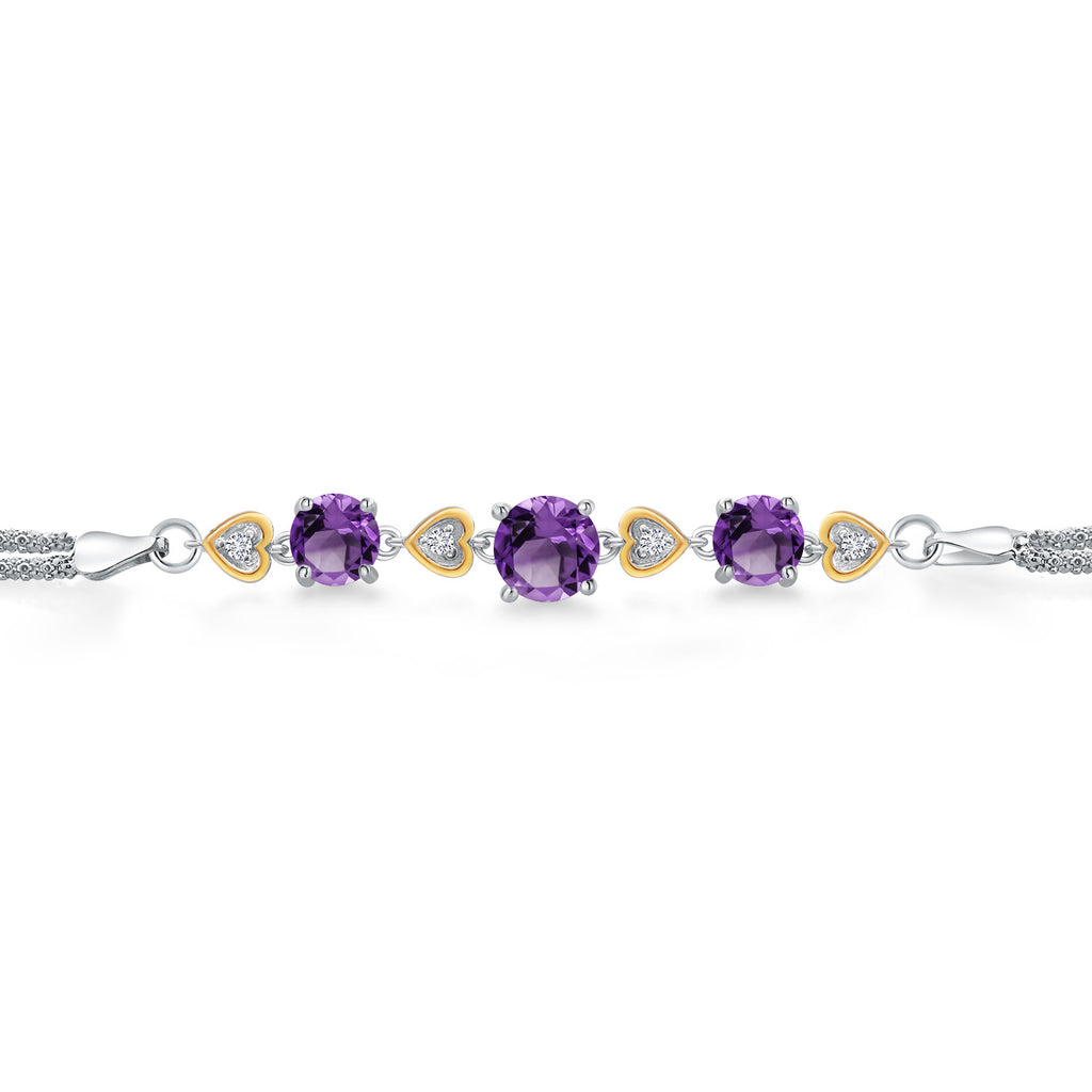 Amethyst - February_Bracelet in 925 Sterling Silver and 10K Yellow Gold