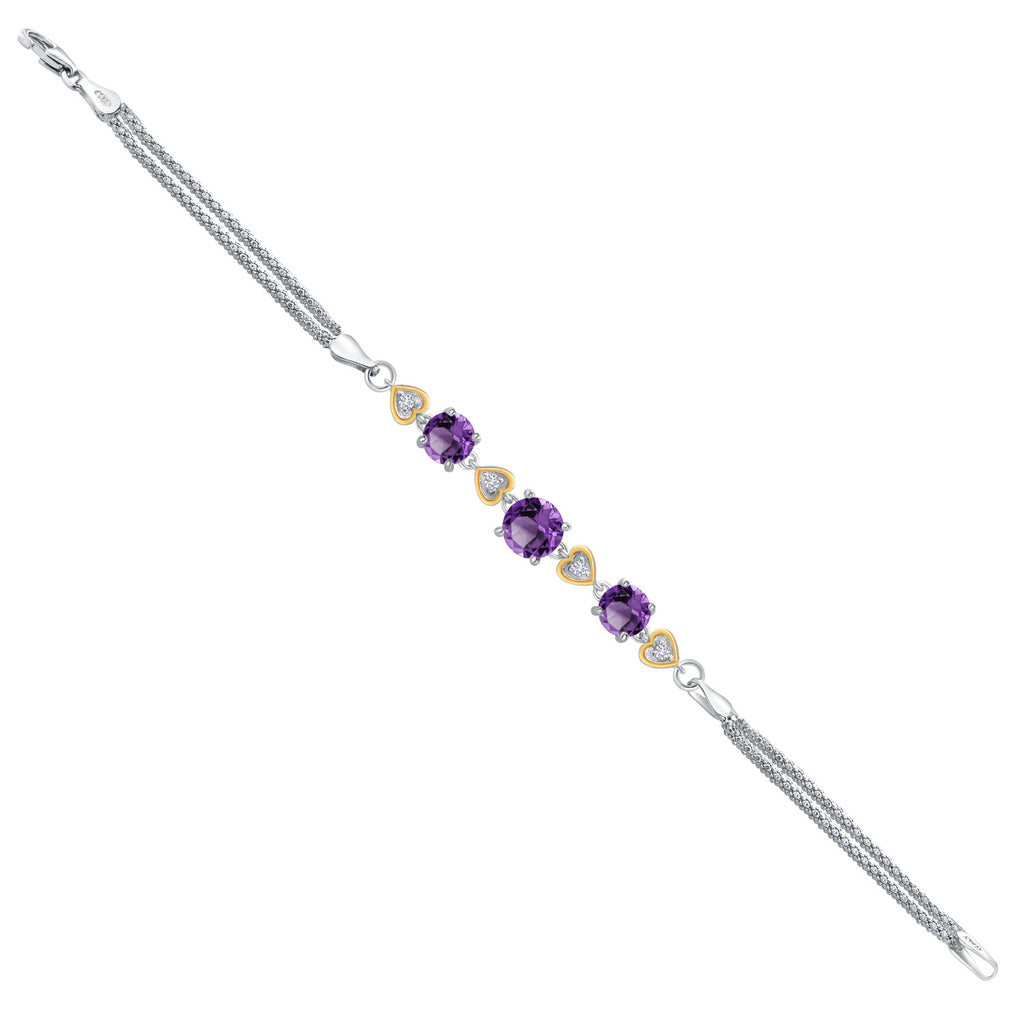 Amethyst - February_Bracelet in 925 Sterling Silver and 10K Yellow Gold