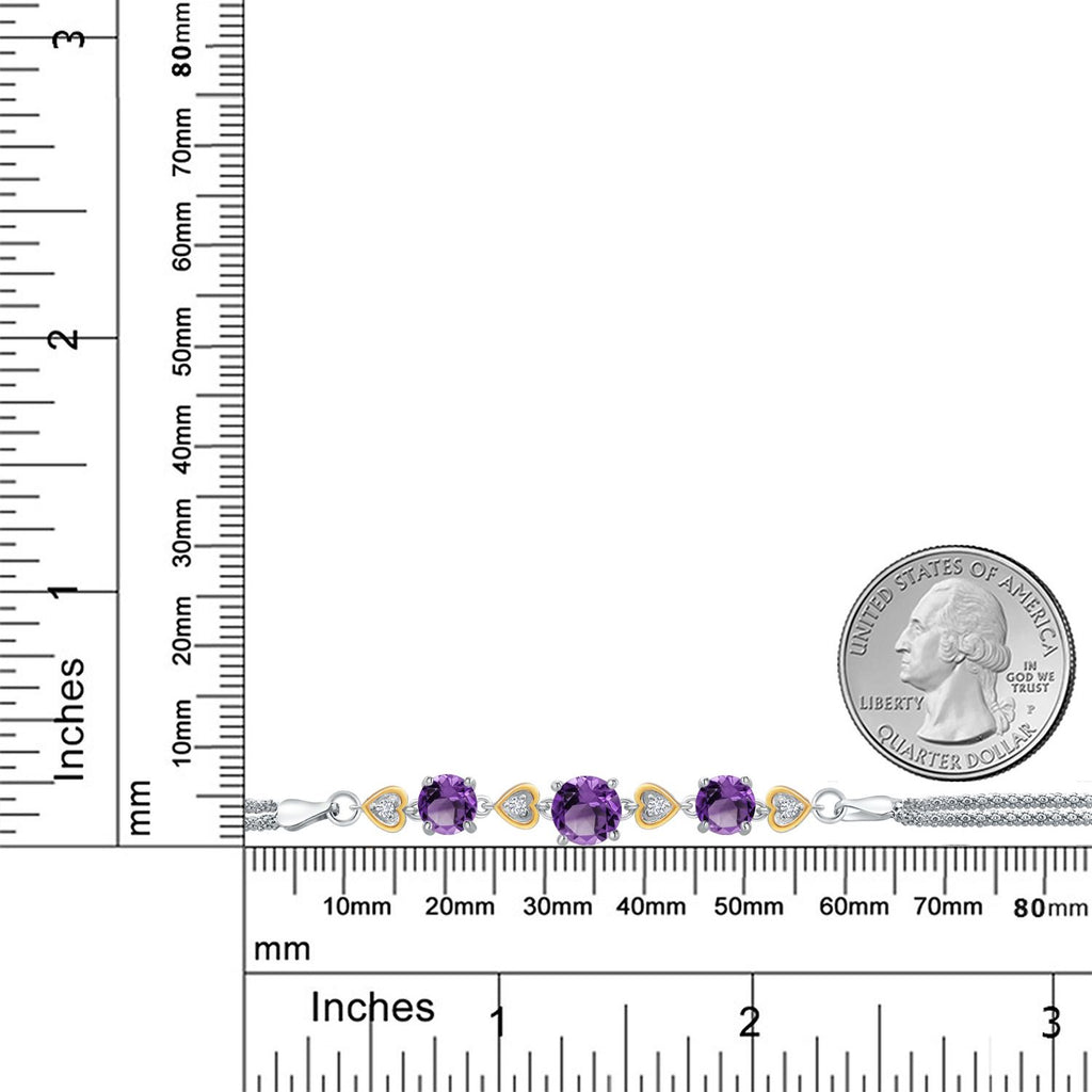 Amethyst - February_Bracelet in 925 Sterling Silver and 10K Yellow Gold