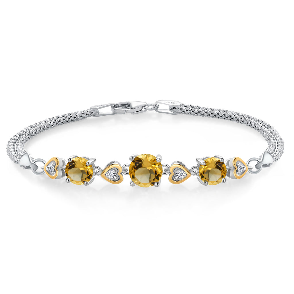 7.5 Inches_Bracelet in 925 Sterling Silver and 10K Yellow Gold