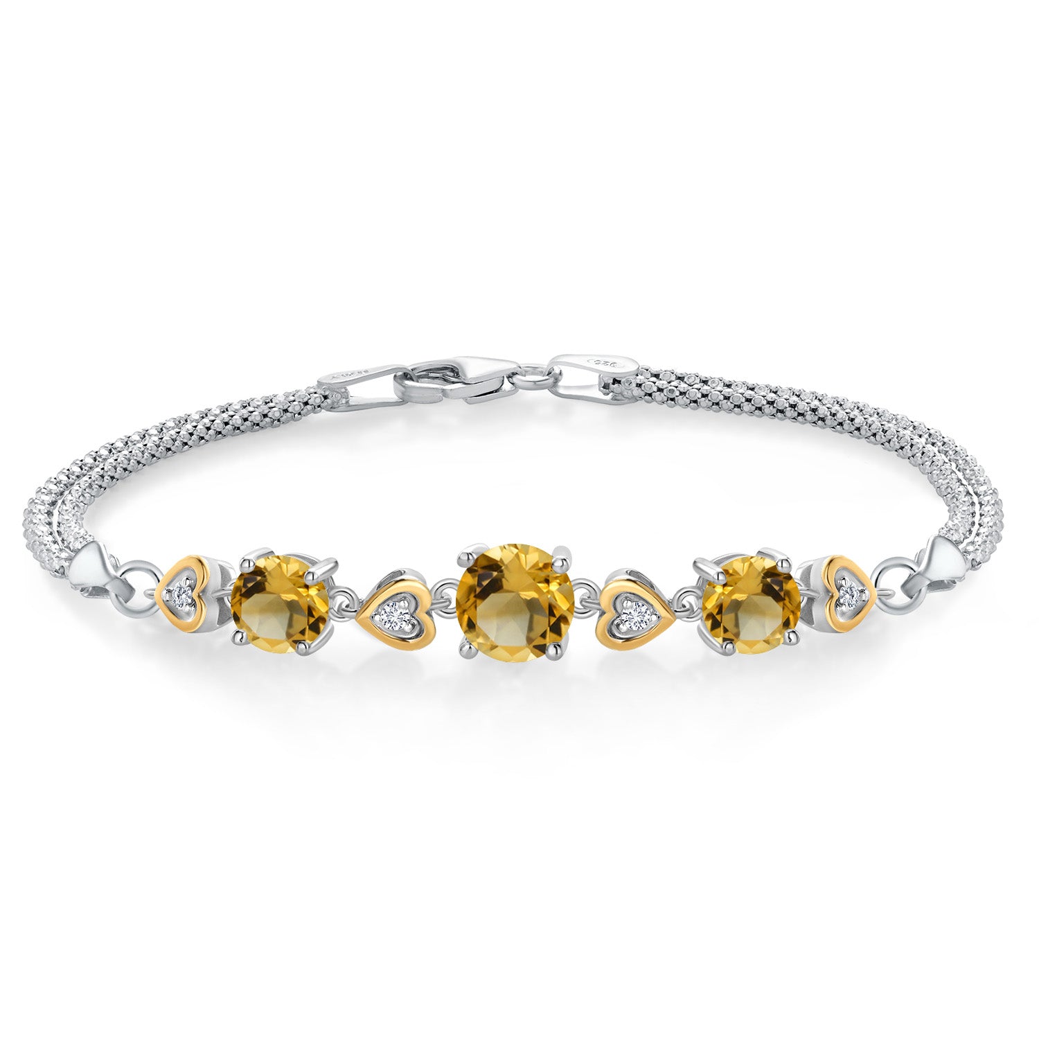 Citrine - November_Bracelet in 925 Sterling Silver and 10K Yellow Gold