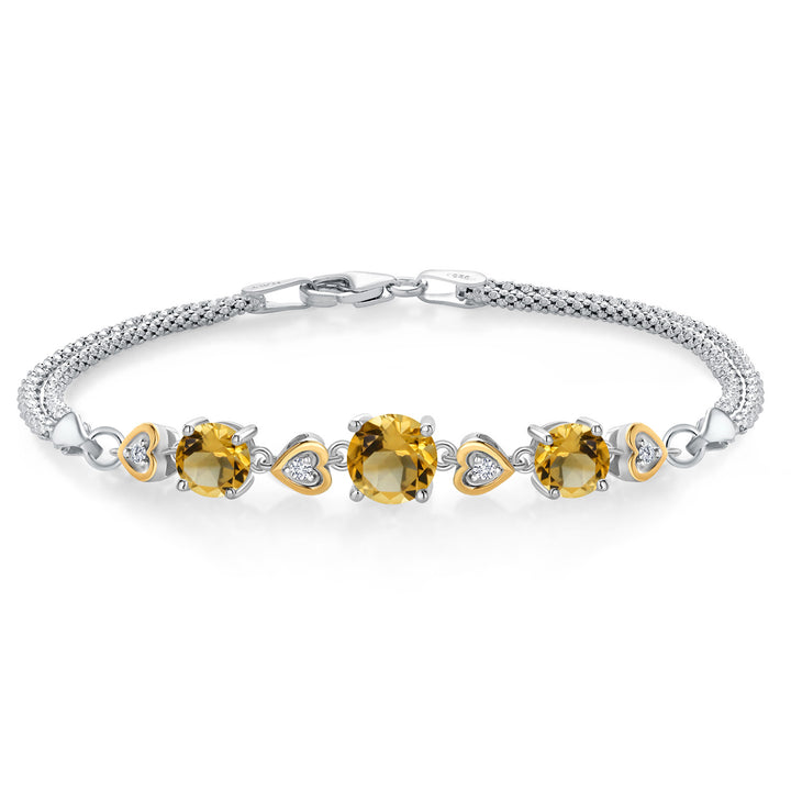 Citrine - November_Bracelet in 925 Sterling Silver and 10K Yellow Gold