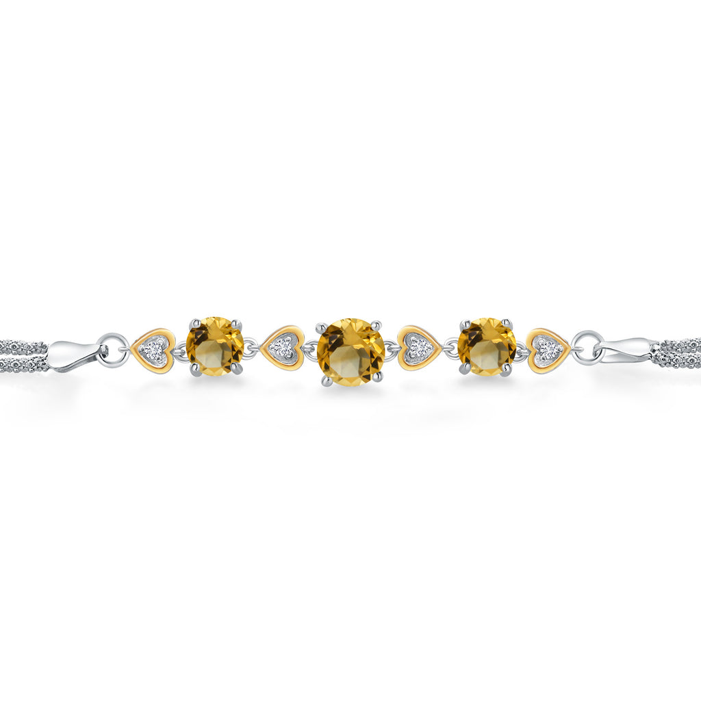 Citrine - November_Bracelet in 925 Sterling Silver and 10K Yellow Gold