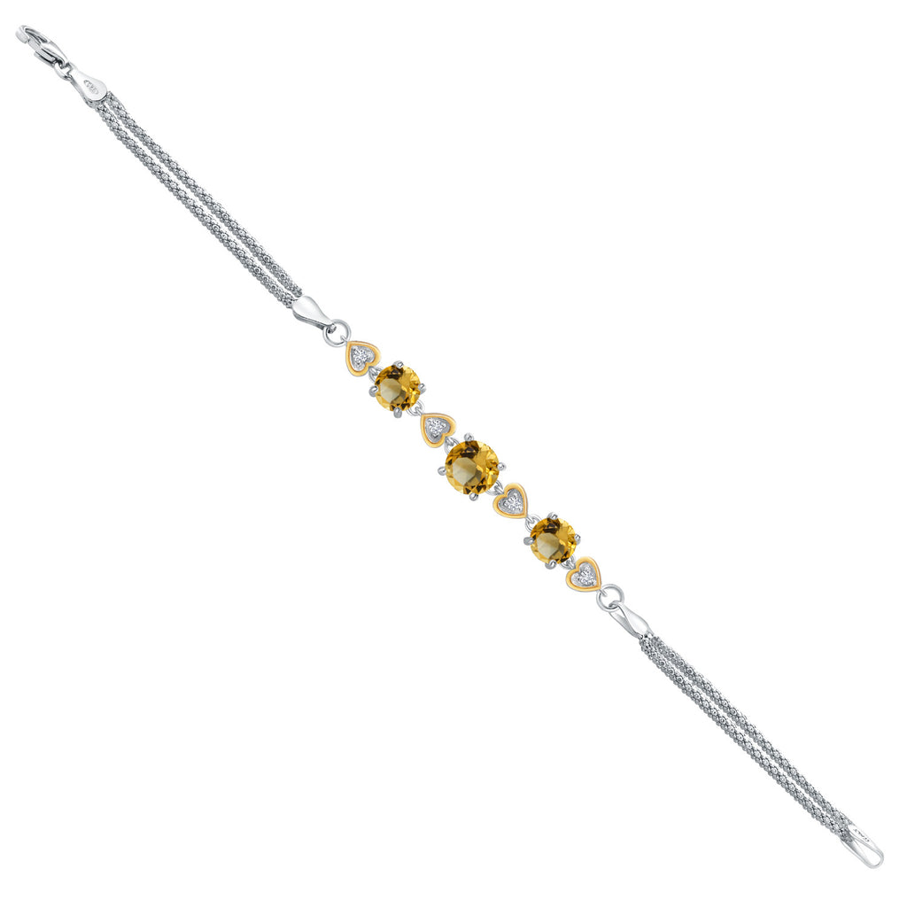 Citrine - November_Bracelet in 925 Sterling Silver and 10K Yellow Gold