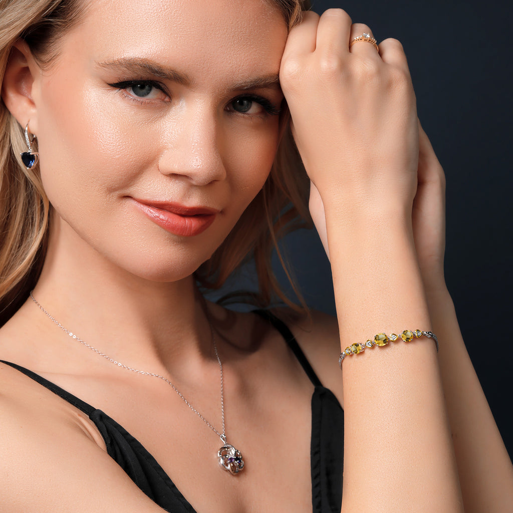 Citrine - November_Bracelet in 925 Sterling Silver and 10K Yellow Gold