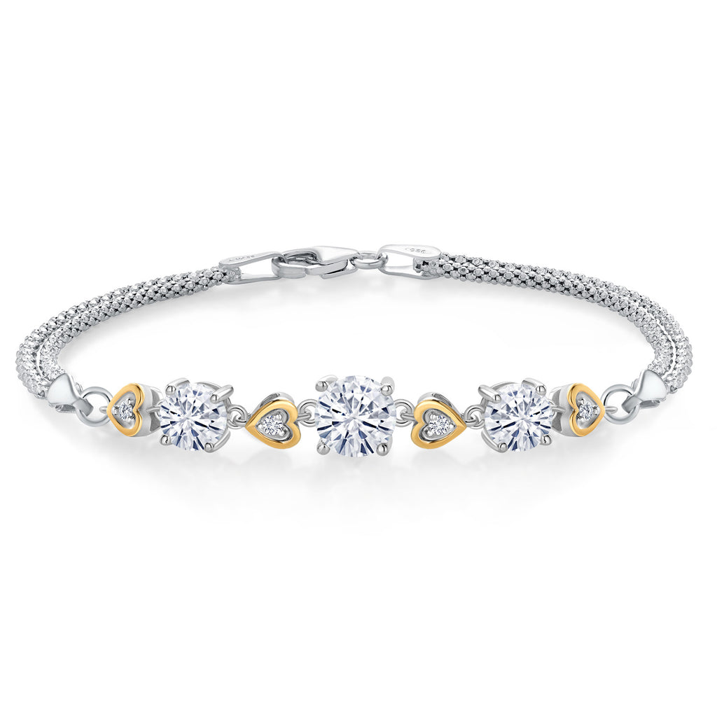 Moissanite - April_Bracelet in 925 Sterling Silver and 10K Yellow Gold