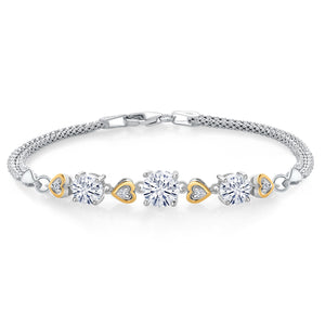 Moissanite - April_Bracelet in 925 Sterling Silver and 10K Yellow Gold