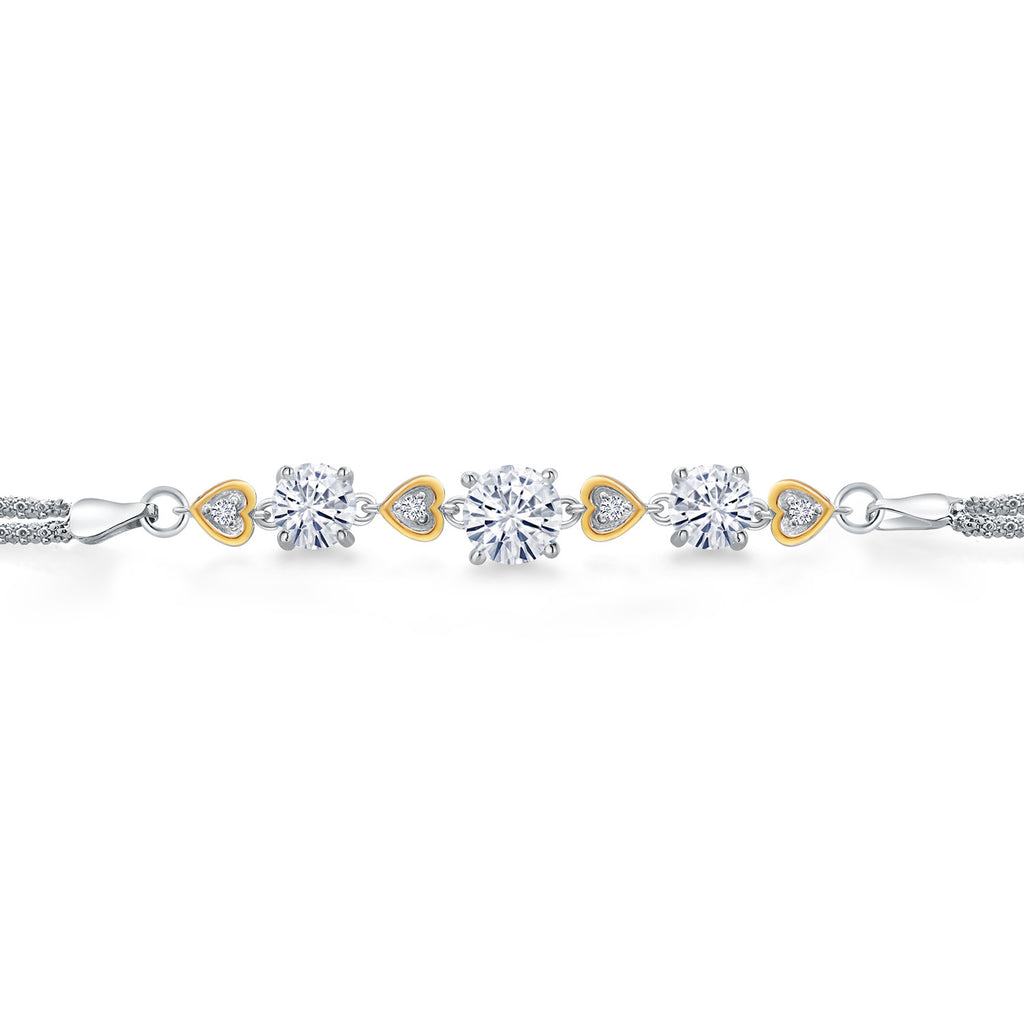 Moissanite - April_Bracelet in 925 Sterling Silver and 10K Yellow Gold