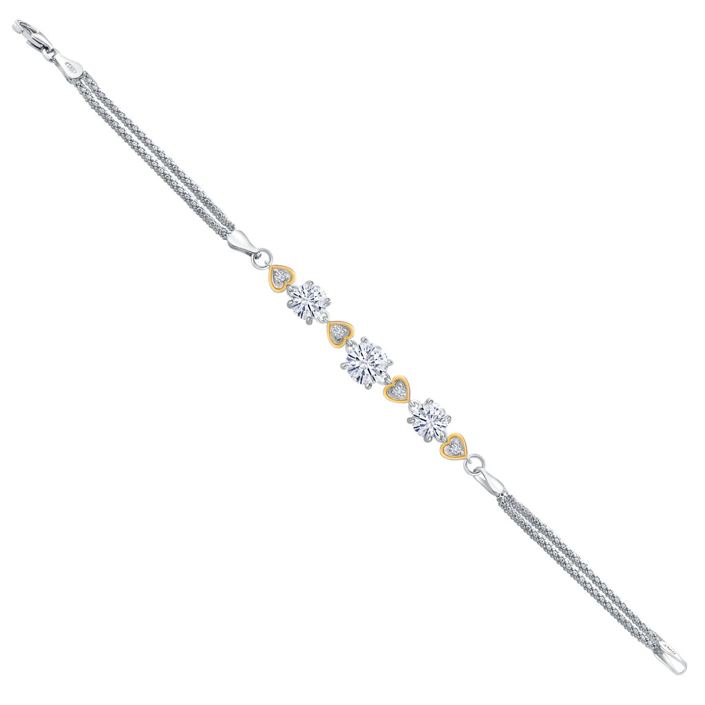 Moissanite - April_Bracelet in 925 Sterling Silver and 10K Yellow Gold