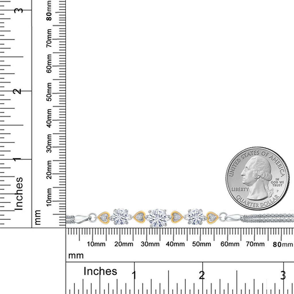 Moissanite - April_Bracelet in 925 Sterling Silver and 10K Yellow Gold