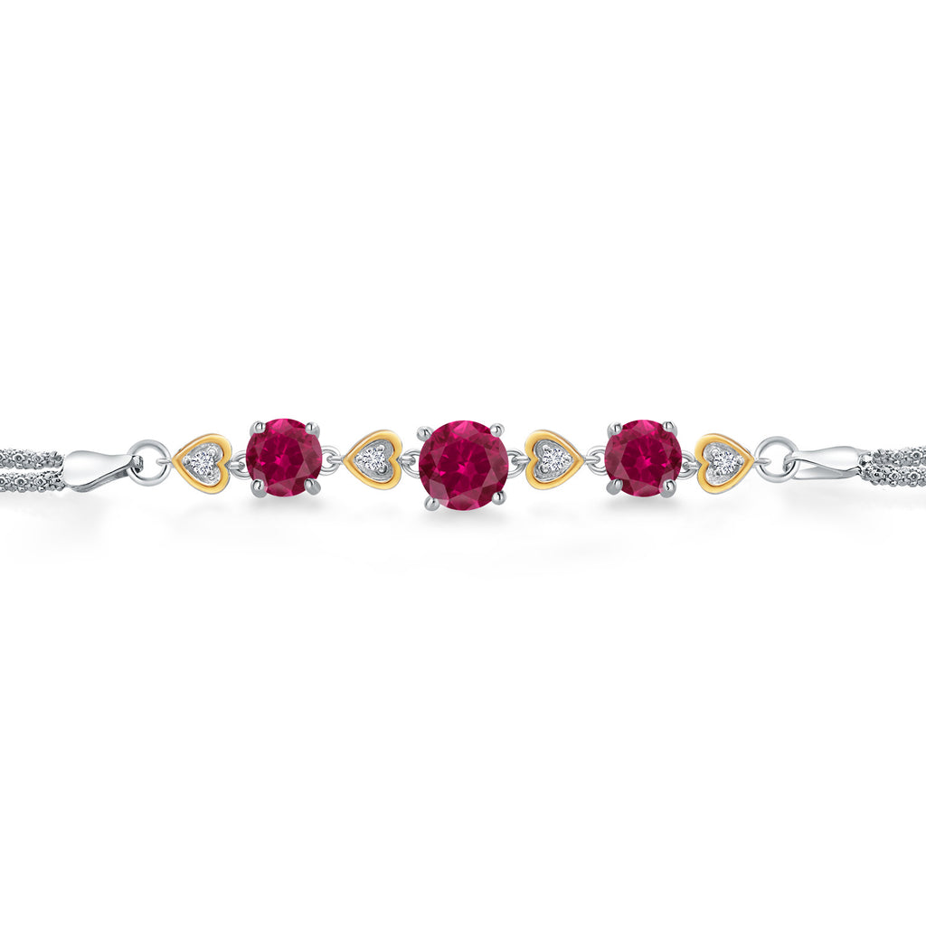 Created Ruby - July_Bracelet in 925 Sterling Silver and 10K Yellow Gold