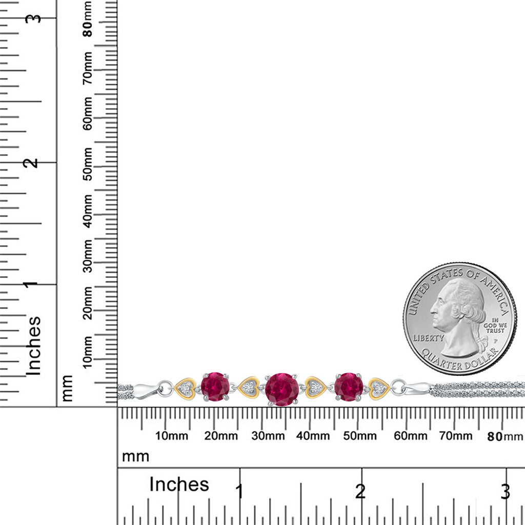 Created Ruby - July_Bracelet in 925 Sterling Silver and 10K Yellow Gold