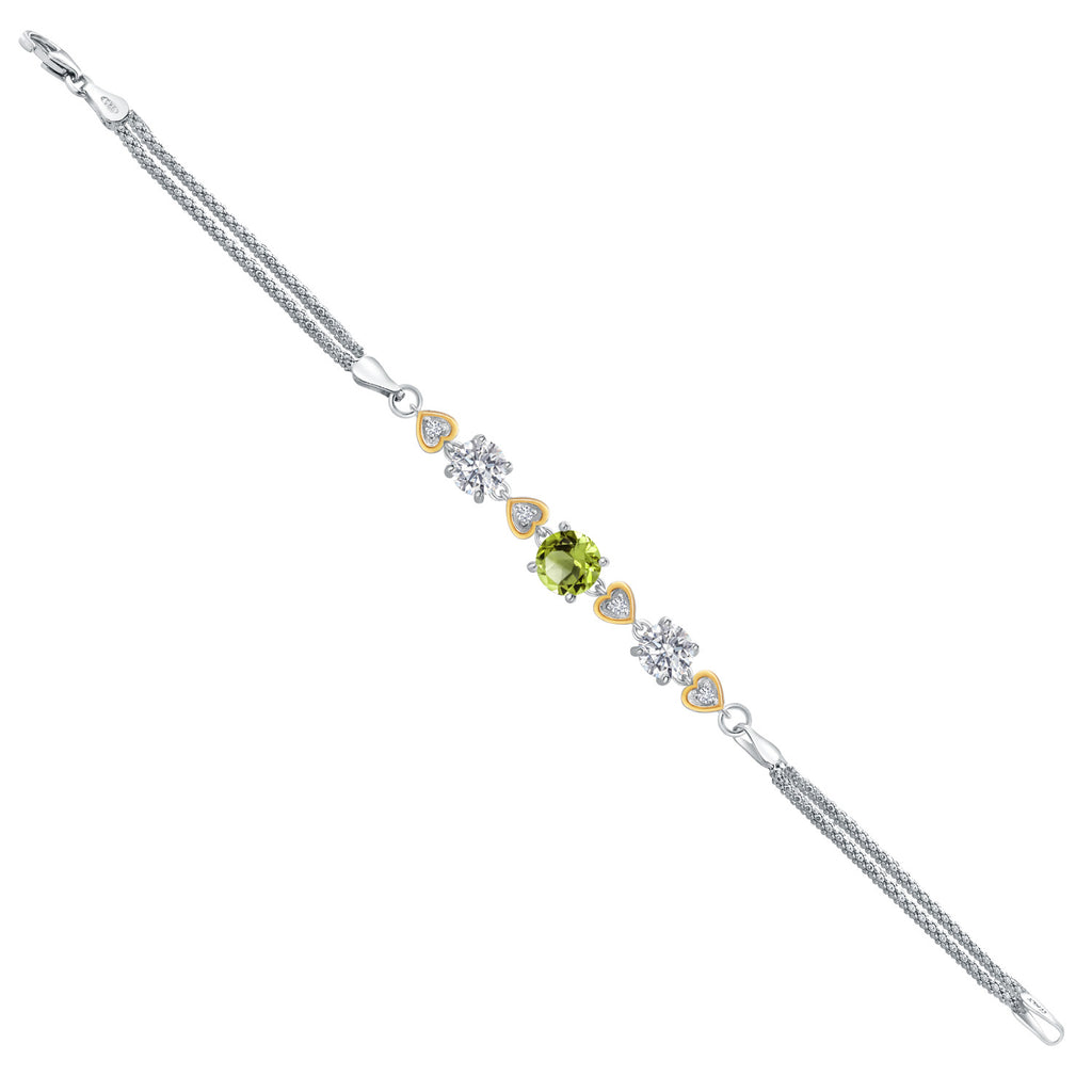 Peridot_Bracelet in 925 Sterling Silver and 10K Yellow Gold