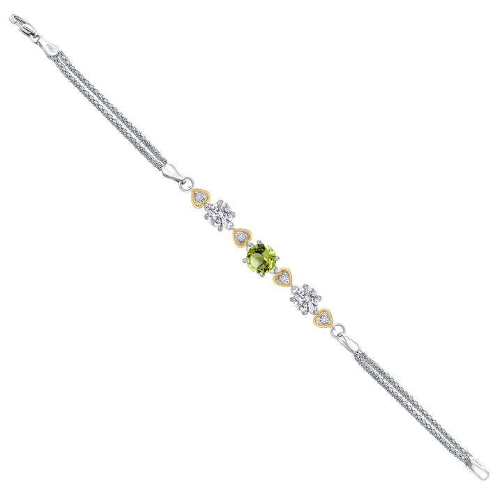 Peridot_Bracelet in 925 Sterling Silver and 10K Yellow Gold
