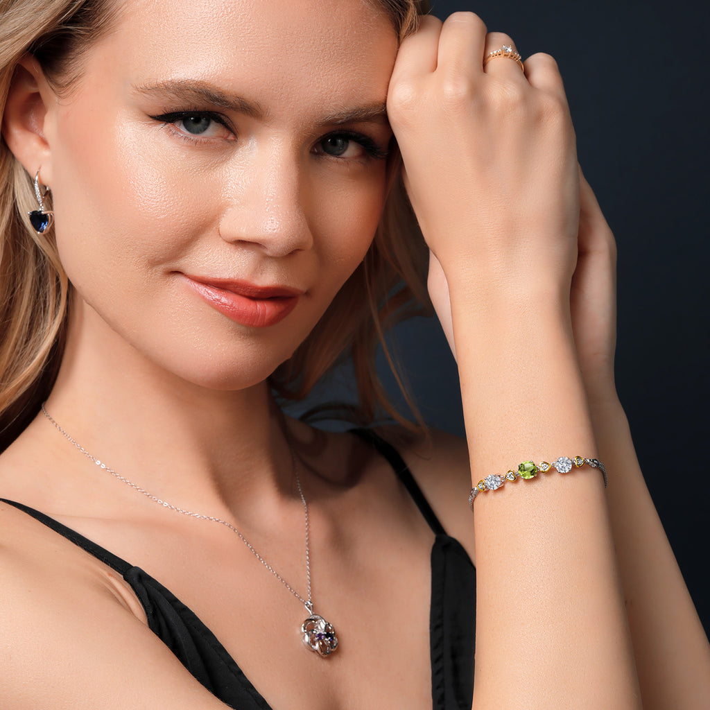 Peridot_Bracelet in 925 Sterling Silver and 10K Yellow Gold