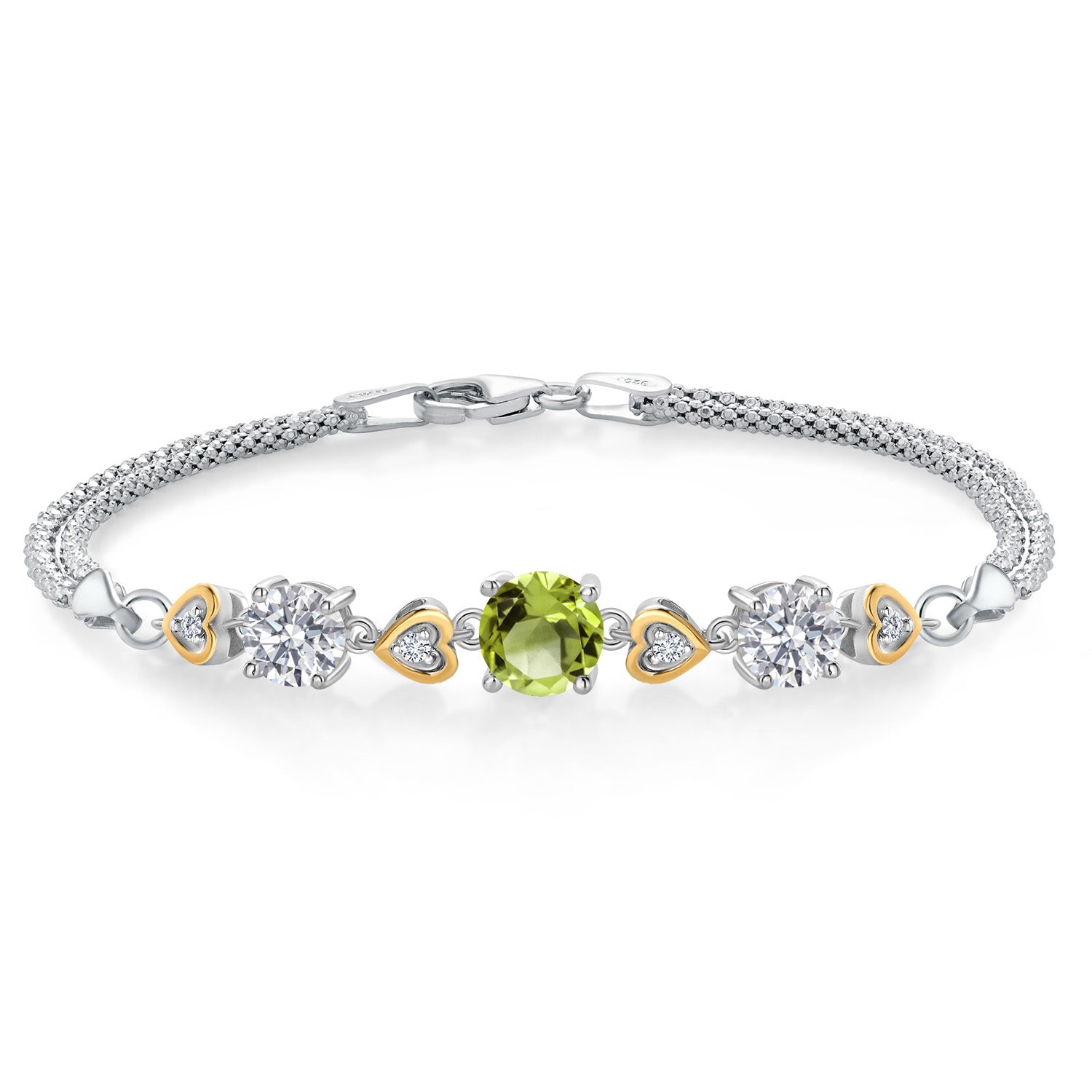 Peridot_Bracelet in 925 Sterling Silver and 10K Yellow Gold