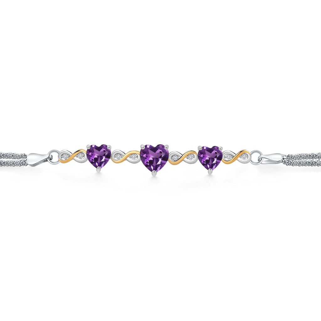 Amethyst - February_Bracelet in 925 Sterling Silver and 10K Yellow Gold