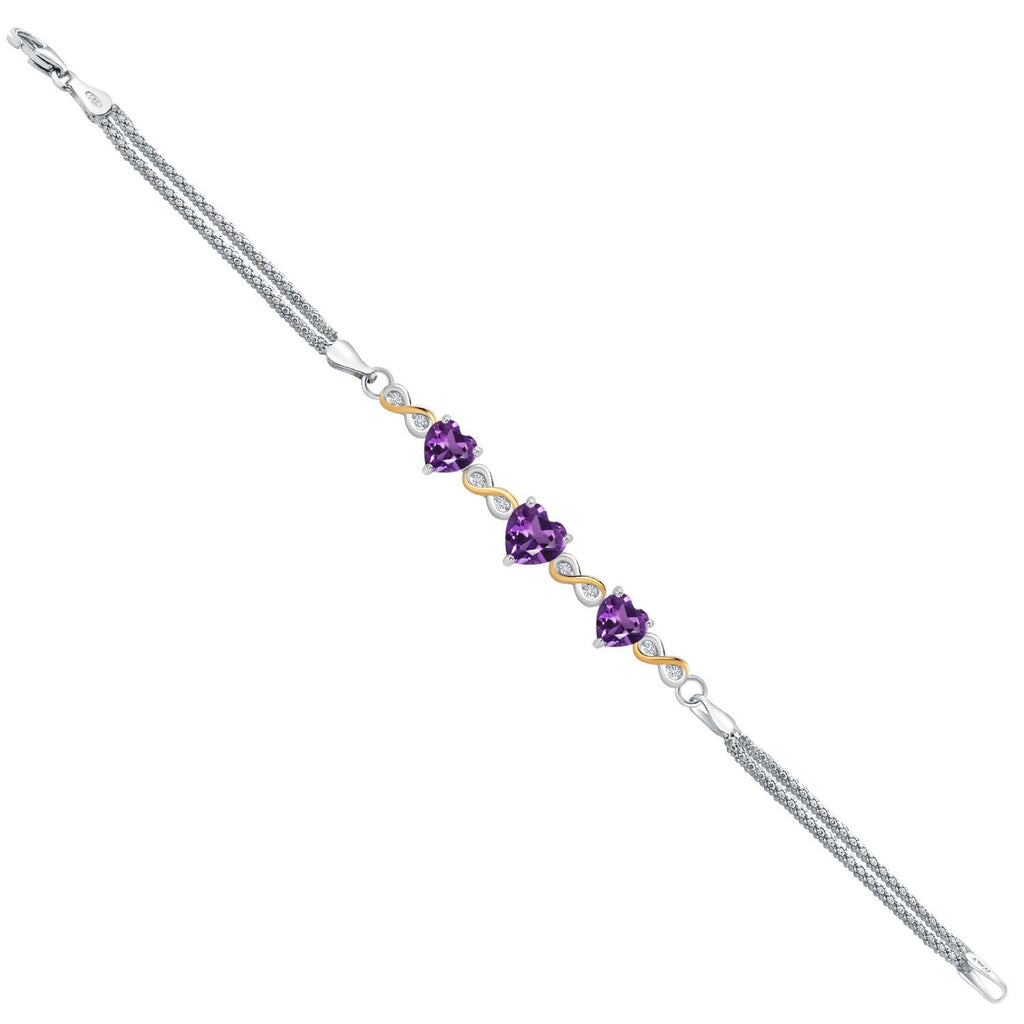 Amethyst - February_Bracelet in 925 Sterling Silver and 10K Yellow Gold