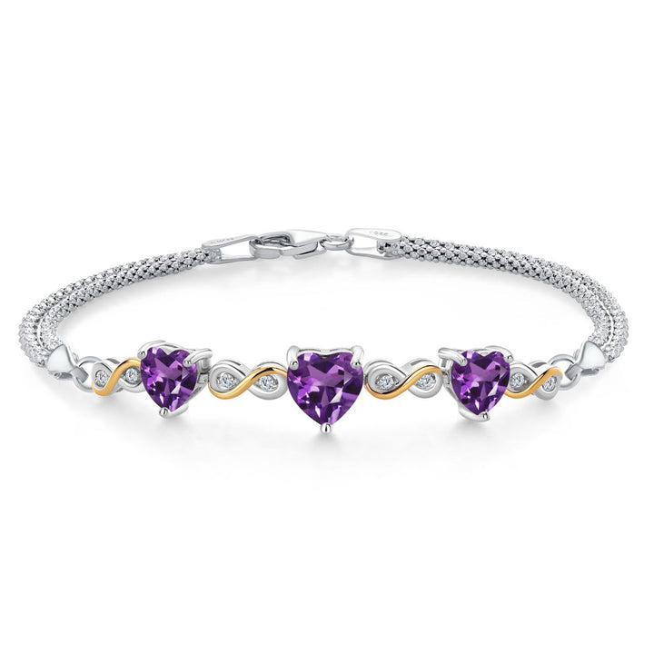 Amethyst - February_Bracelet in 925 Sterling Silver and 10K Yellow Gold