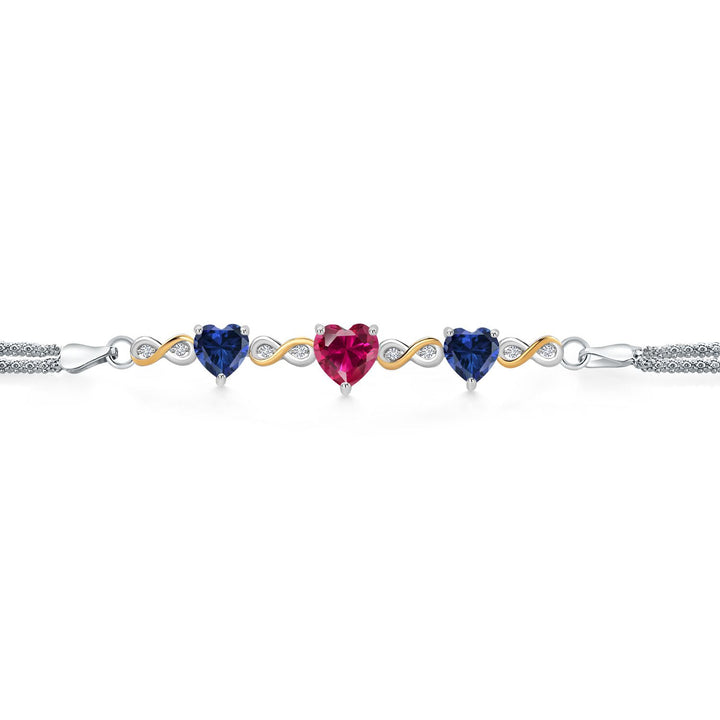 Created Ruby - July_Bracelet in 925 Sterling Silver and 10K Yellow Gold