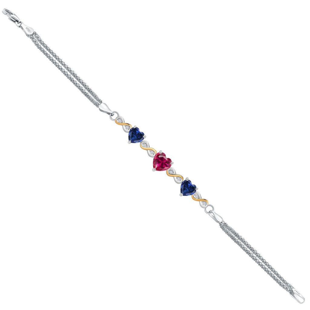 Created Ruby - July_Bracelet in 925 Sterling Silver and 10K Yellow Gold
