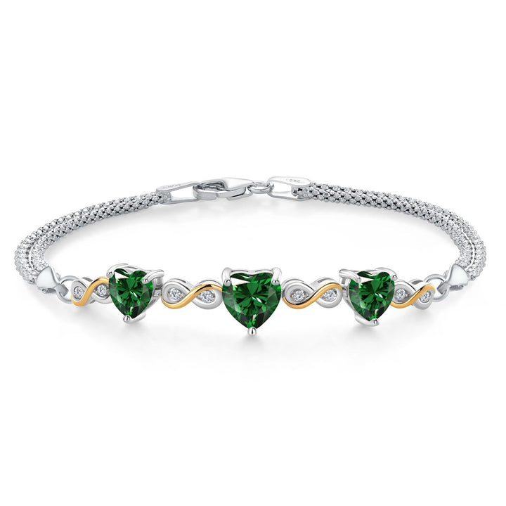 Nano Emerald - May_Bracelet in 925 Sterling Silver and 10K Yellow Gold