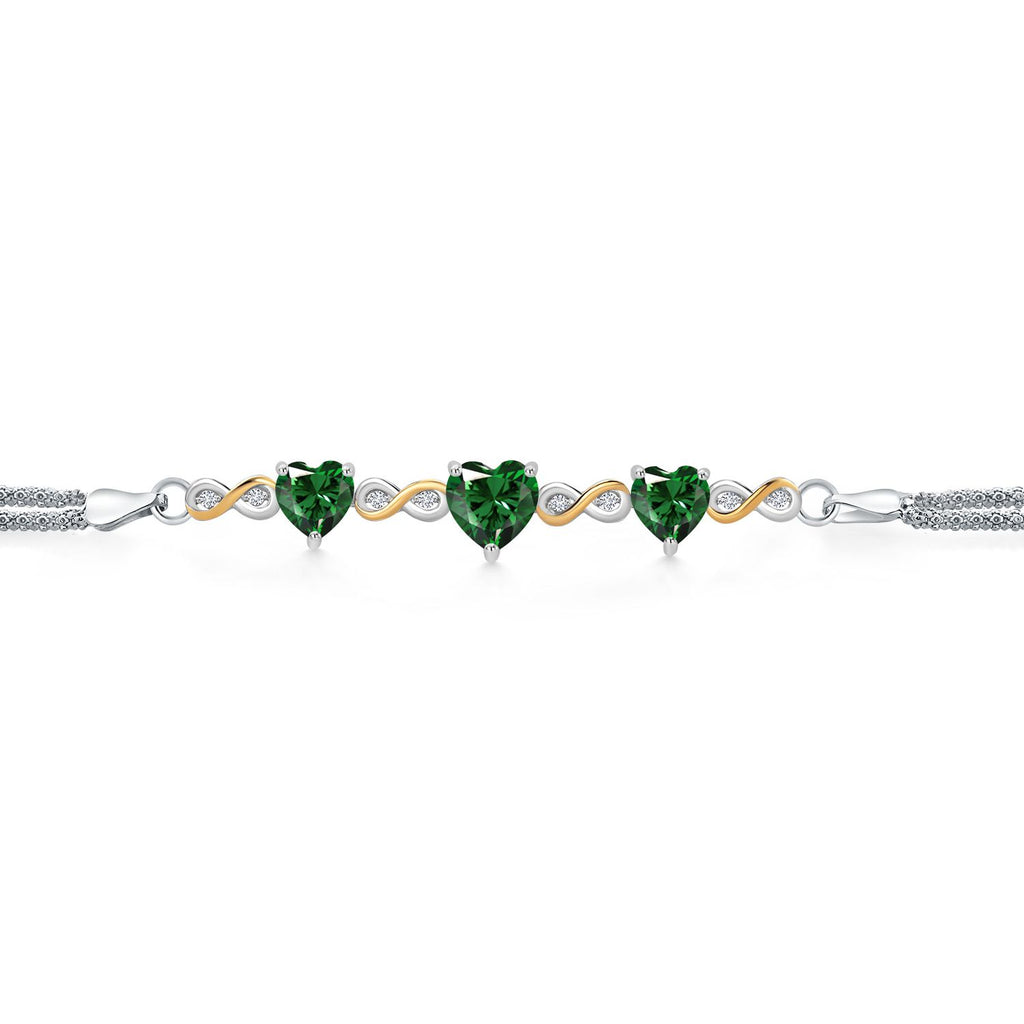 Nano Emerald - May_Bracelet in 925 Sterling Silver and 10K Yellow Gold