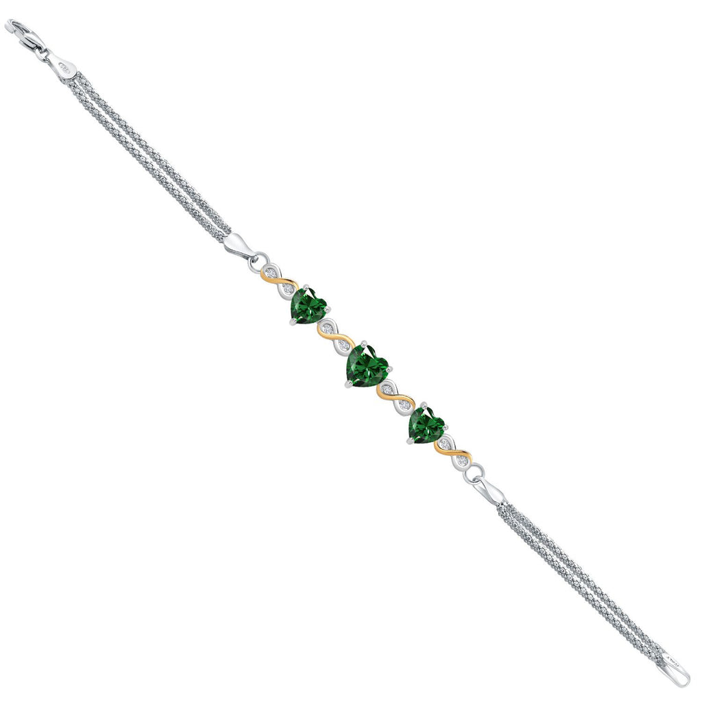 Nano Emerald - May_Bracelet in 925 Sterling Silver and 10K Yellow Gold