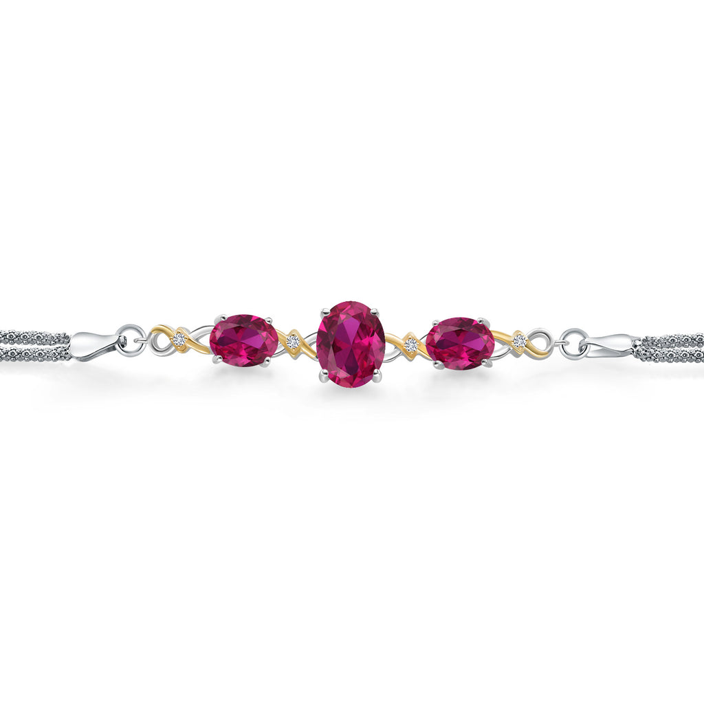 Created Ruby - July_Bracelet in 925 Sterling Silver and 10K Yellow Gold