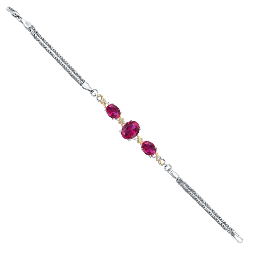 Created Ruby - July_Bracelet in 925 Sterling Silver and 10K Yellow Gold
