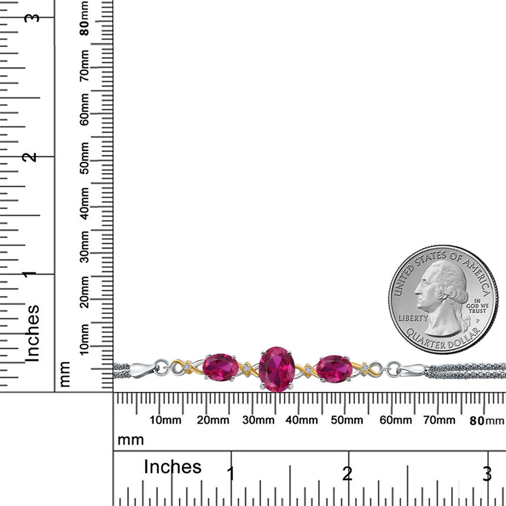 Created Ruby - July_Bracelet in 925 Sterling Silver and 10K Yellow Gold