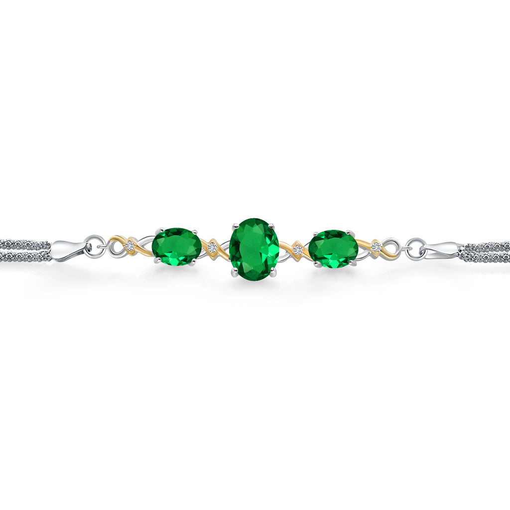 Nano Emerald - May_Bracelet in 925 Sterling Silver and 10K Yellow Gold