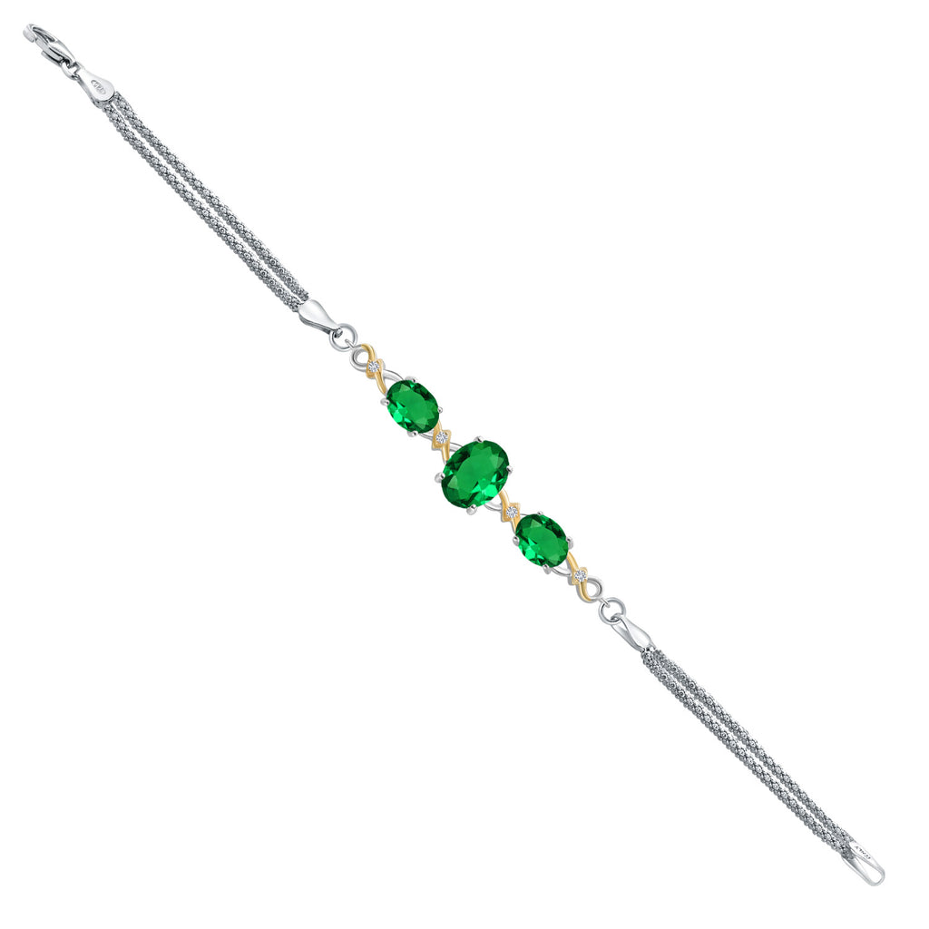 Nano Emerald - May_Bracelet in 925 Sterling Silver and 10K Yellow Gold