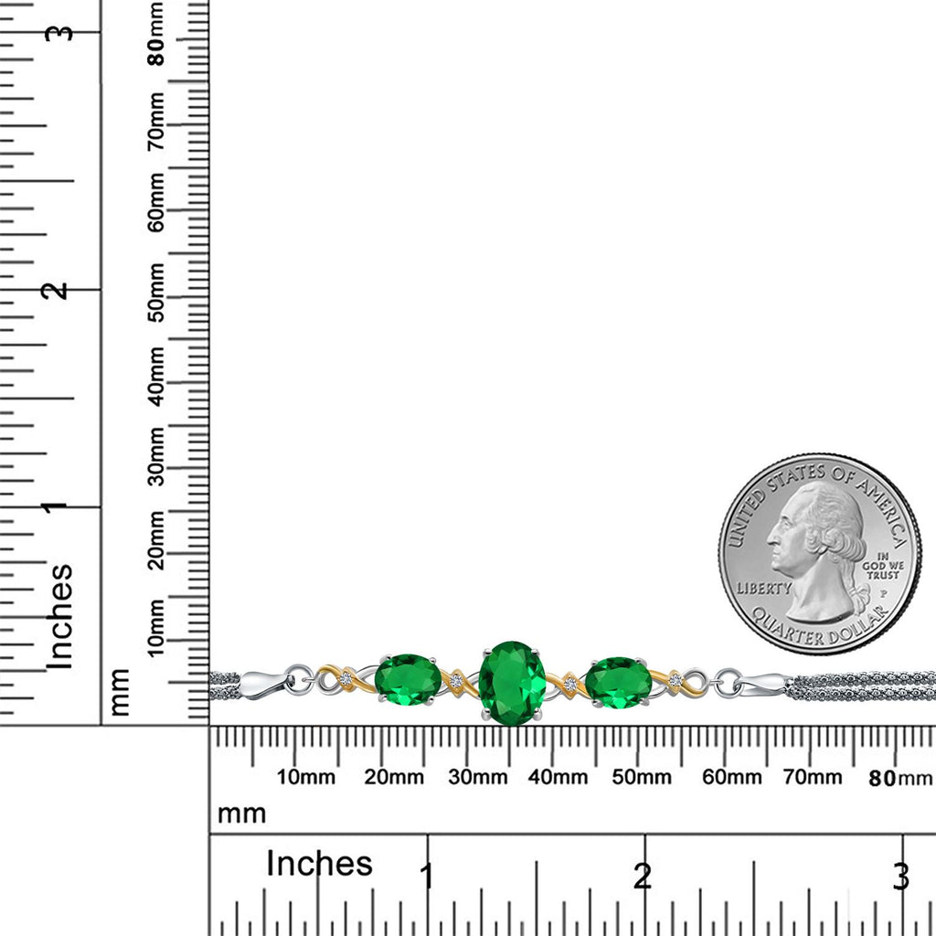 Nano Emerald - May_Bracelet in 925 Sterling Silver and 10K Yellow Gold