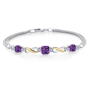 Amethyst - February_Bracelet in 925 Sterling Silver and 10K Yellow Gold