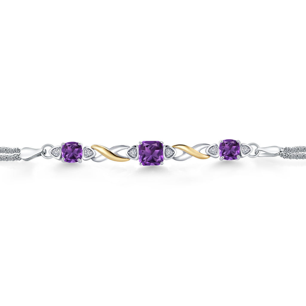 Amethyst - February_Bracelet in 925 Sterling Silver and 10K Yellow Gold