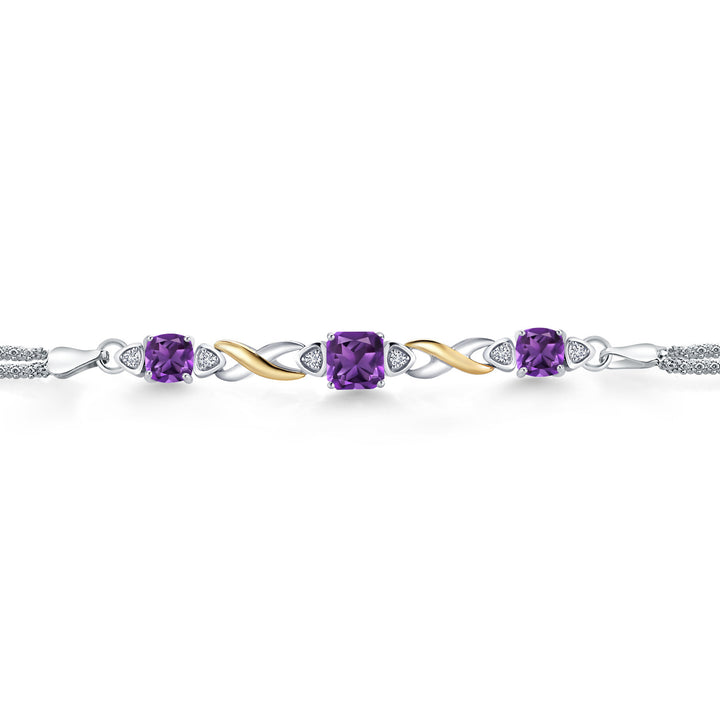 Amethyst - February_Bracelet in 925 Sterling Silver and 10K Yellow Gold