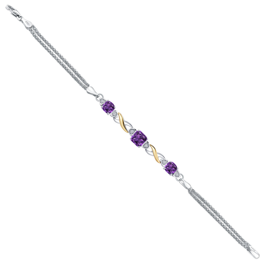 Amethyst - February_Bracelet in 925 Sterling Silver and 10K Yellow Gold