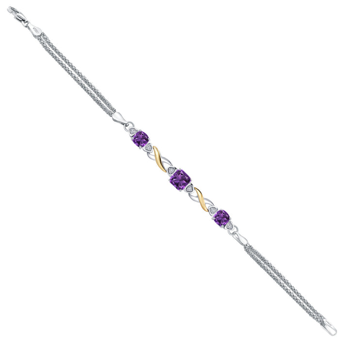 Amethyst - February_Bracelet in 925 Sterling Silver and 10K Yellow Gold