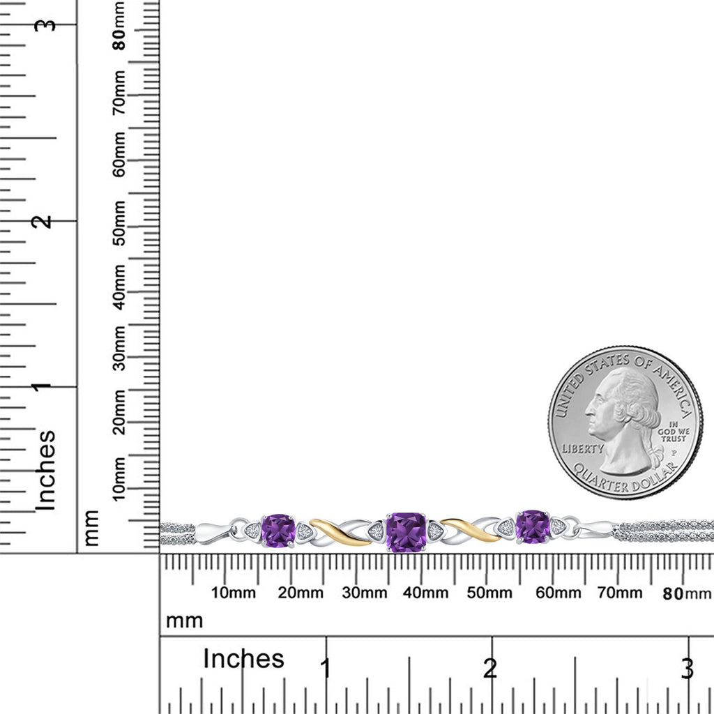 Amethyst - February_Bracelet in 925 Sterling Silver and 10K Yellow Gold